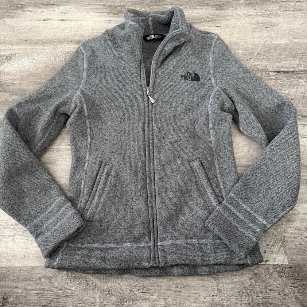 The North Face Jacket Womens Small Gray Knit Sweater Fleece Lined *Mars Electric